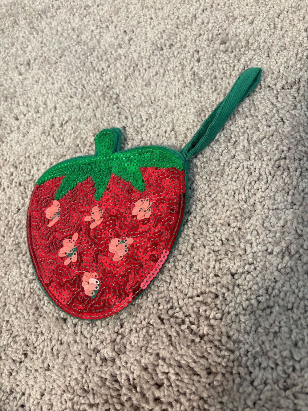 Kids Sequin Strawberry Wristlet Pouch - Red/Green